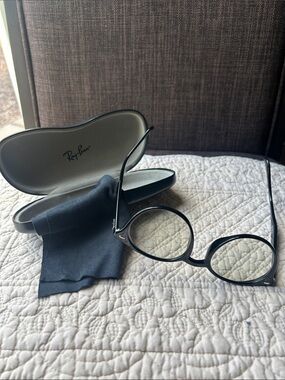 Ray-Ban Black Round Eyeglasses with Silver Accents